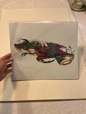 Signed Rainbow Dragon Illustration Art Print